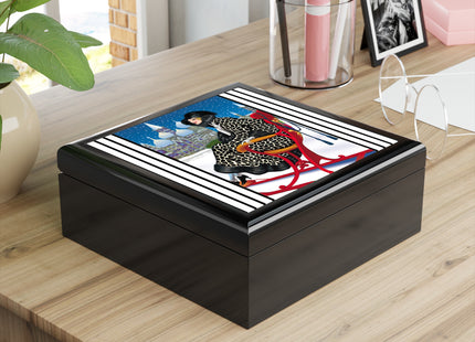 Elegant Winter Woman in Sleigh Jewelry Box