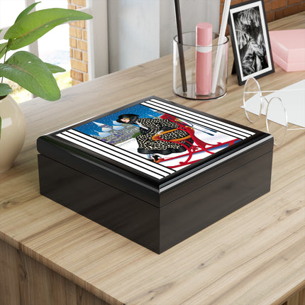 Elegant Winter Woman in Sleigh Jewelry Box