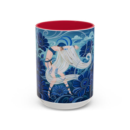 💙🌸 The Sapphire Wind Dancer Colorful Mug – Art Deco Floral Fantasy