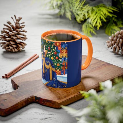 👑🎄 The Christmas Queen Of Golden Bells Colorful Mug – Art Deco Holiday Elegance