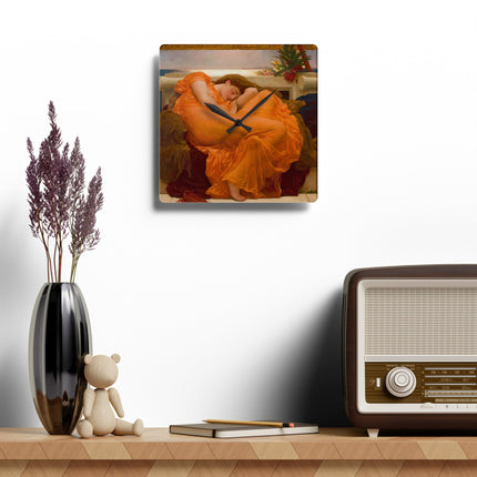 Flaming June by Frederic Leighton Acrylic Wall Clock, Round and Square