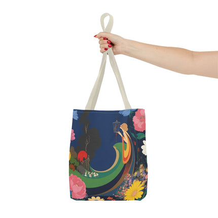 🌙🐦 The Lady Of The Moonlit Birdcage Tote Bag – Art Deco Floral Fantasy