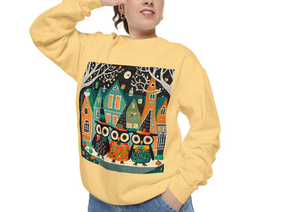 Night of the Trick-or-Treating Owlets Unisex Garment-Dyed Sweatshirt