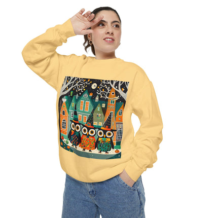 Night of the Trick-or-Treating Owlets Unisex Garment-Dyed Sweatshirt