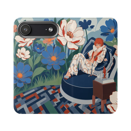 🌺🪞 The Lady Of The Grand Flower Salon Flip Case – Art Deco Floral Elegance