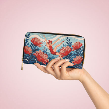 🌺💃 The Scarlet Blossom Garden Dancer Wallet – Art Deco Floral Whimsy
