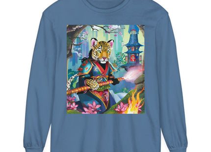 Cyberpunk Leopard Garment-dyed Long Sleeve T-Shirt