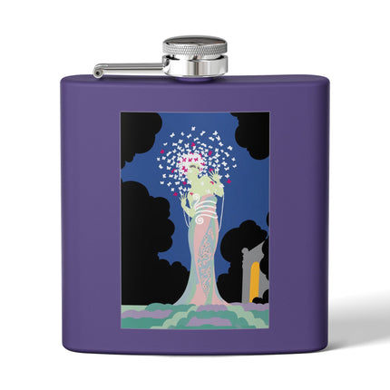 Butterfly Enchantress Stainless Steel Flask – Ethereal Art Deco Magic & Transformation