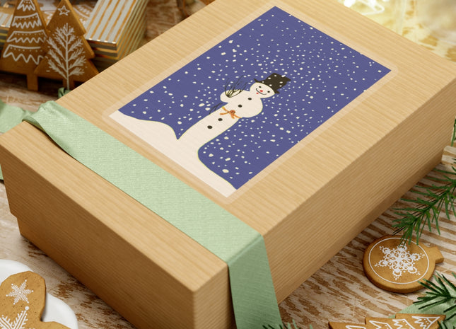 Snowman in Falling Snow Kiss-Cut Stickers (4 Sizes)
