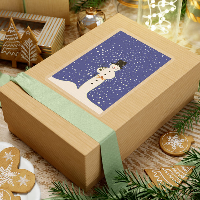 Snowman in Falling Snow Kiss-Cut Stickers (4 Sizes)