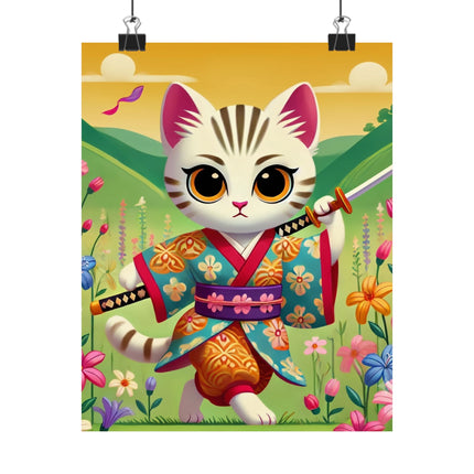 ⚔️🐱 Samurai Kitten Matte Vertical Poster – Courage, Honor & Whimsical Adventure