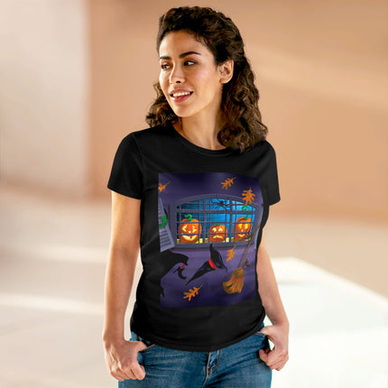 Whimsical Halloween Mischief Women's Midweight Cotton Tee