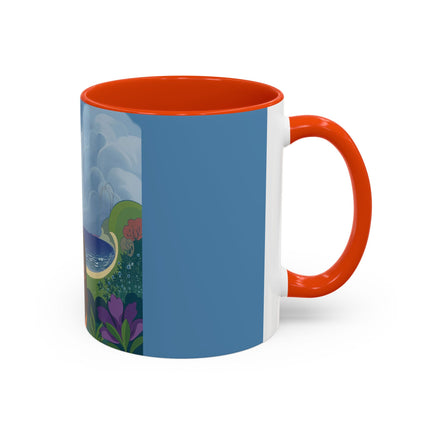 The Lady And The Sea Breeze Colorful Mugs – Art Deco Coastal Serenity