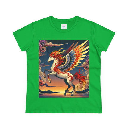 Flame-Winged Horse at Sunset Cotton Tee