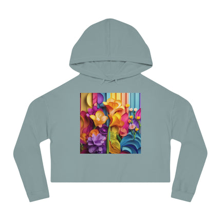 The Graceful Freesia Women’s Cropped Hooded Sweatshirt