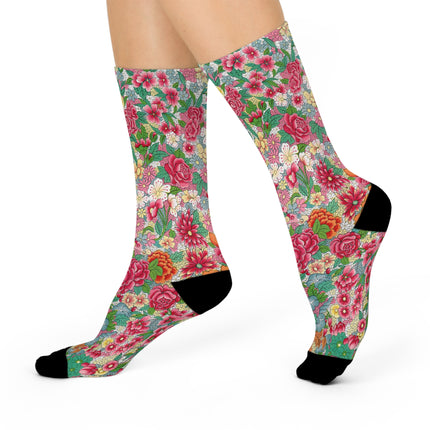 Colorful Flower Pattern by Owen Jones Cushioned Crew Socks
