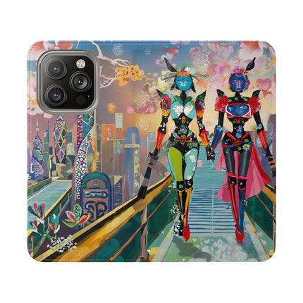🤖🌆 Cyber Punk Robot Models Flip Case – Futuristic Fashion & Neon Elegance