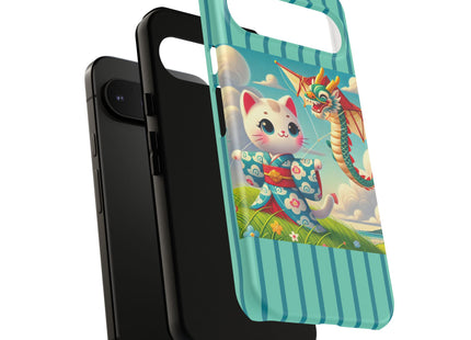 Geisha Kitten and the Dragon Kite Phone Cases