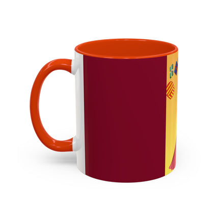 Elegant Holiday Woman with Gifts Colorful Mugs (11oz, 15oz)