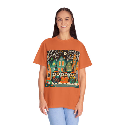 Night of the Trick-or-Treating Owlets Unisex Garment-Dyed T-shirt