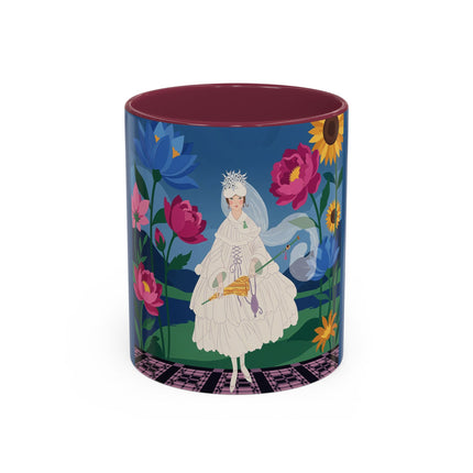 The Lady Of The Golden Parasol Colorful Mugs – Art Deco Botanical Elegance