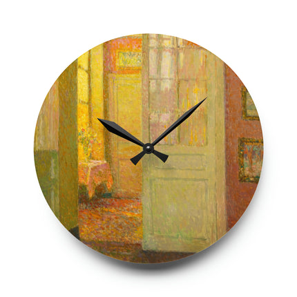Interior, Window Light by Henri Le Sidaner Acrylic Wall Clock, Round & Square
