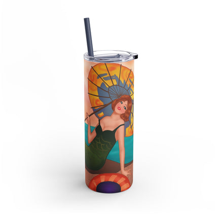 Mermaid with Parasol and Cupid by George Barbier Skinny Matte Tumbler, 20oz