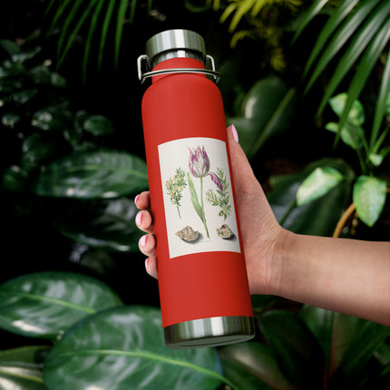 Tulip, Branches of Myrtle, and Shells by Maria Sibylla Merian Copper Vacuum Insulated Bottle, 22oz