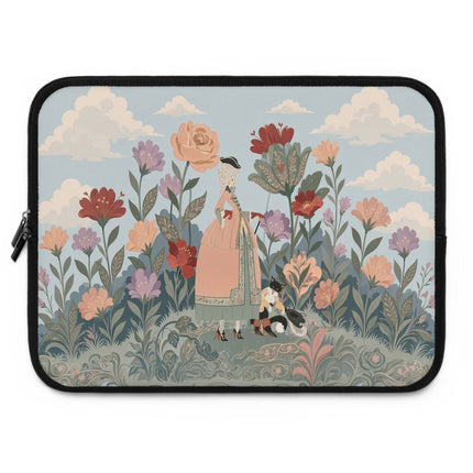 🌸🎀 The Lady And Her Little Companion Laptop Sleeve – Art Deco Garden Elegance