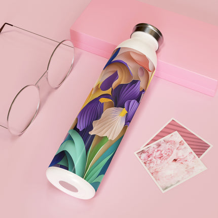 The Elegant Iris Flower Slim Water Bottle