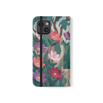 🌺🎭 The Garden Courtship Flip Case – Art Deco Floral Romance