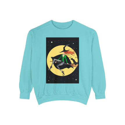 A Witch’s Moonlit Flight Unisex Garment-Dyed Sweatshirt