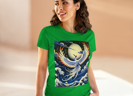 Majestic White Crane Women's Midweight Cotton Tee