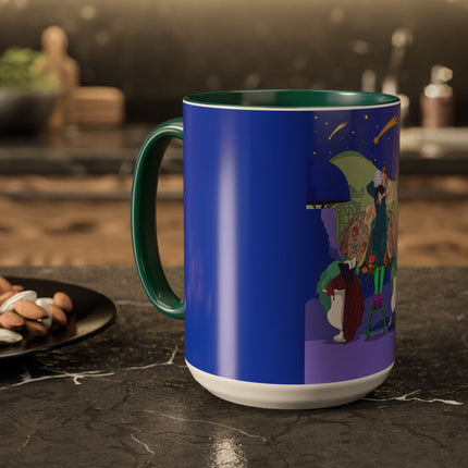 Wishes Beneath the Comet Sky Colorful Mug (11oz, 15oz) – Celestial Magic, Art Deco Elegance & Dreamy Wonder