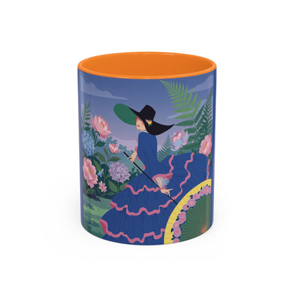 The Lady Of The Garden Stroll Colorful Mugs – Art Deco Botanical Elegance