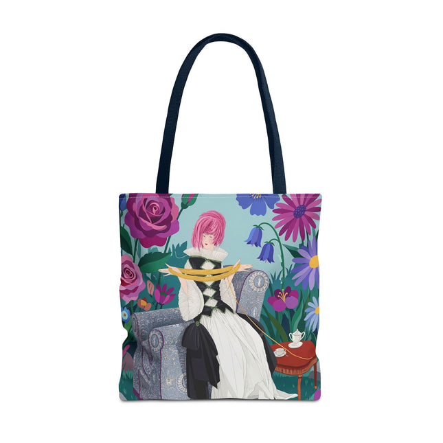 🌹🧶 The Lady Of The Golden Yarn Tote Bag – Art Deco Floral Elegance