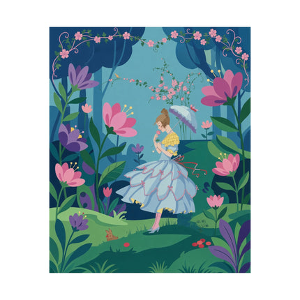 🌸🦋 The Lady Of The Enchanted Flower Forest Matte Vertical Poster – Art Deco Woodland Whimsy