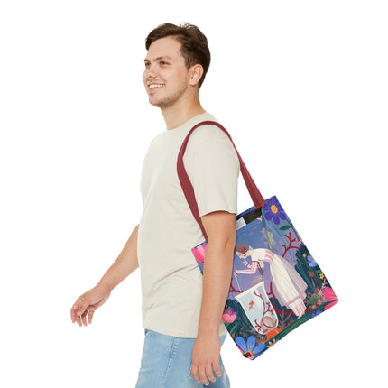 🐠🌸 The Lady Of The Enchanted Aquarium Tote Bag – Art Deco Garden Fantasy