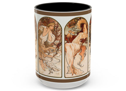 The Seasons by Alphonse Maria Mucha Colorful Mugs (11oz, 15oz)