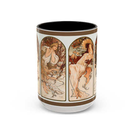 The Seasons by Alphonse Maria Mucha Colorful Mugs (11oz, 15oz)