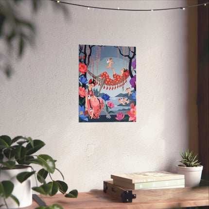 🪽🪷 The Garden Of Little Cupids Matte Vertical Poster – Art Deco Botanical Fantasy