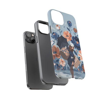 ☂️🌺 The Lady Of The Traveling Garden Phone Case – Art Deco Floral Adventure