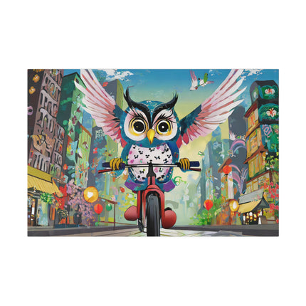 Cycling Owl Matte Canvas, Stretched, 0.75"