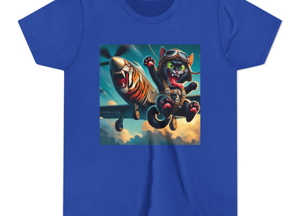 Parachuting Cat Commando Youth Short Sleeve Tee