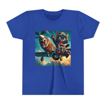 Parachuting Cat Commando Youth Short Sleeve Tee
