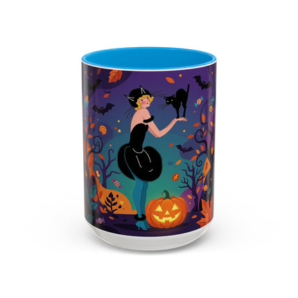 🐈‍⬛🎃 The Midnight Black Cat Masquerade Colorful Mug – Whimsical Halloween Elegance