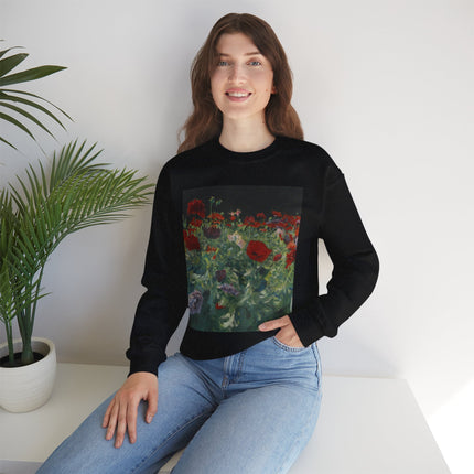 Poppies (A Study of Poppies for Carnation, Lily, Lily, Rose) by John Singer Sargent Heavy Blend™ Crewneck Sweatshirt