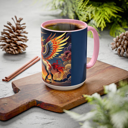 Flame-Winged Horse at Sunset Colorful Mugs (11oz, 15oz)