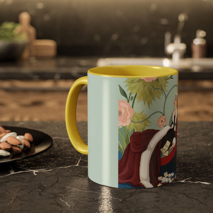 The Lady Of The Scarlet Chaise Colorful Mugs – Art Deco Romantic Elegance