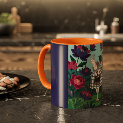 The Lady Of The Lotus Garden Colorful Mugs – Art Deco Botanical Elegance